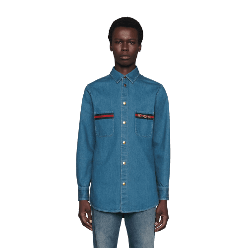 Stonewashed denim shirt with Web