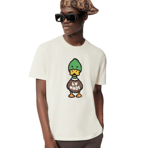 INTARSIA JACQUARD DUCK SHORT-SLEEVED CREWNECK